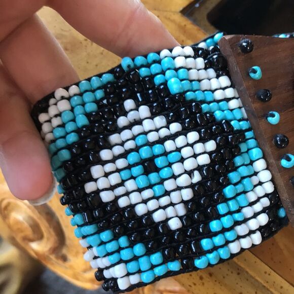 Southwestern Blue Beaded Belt